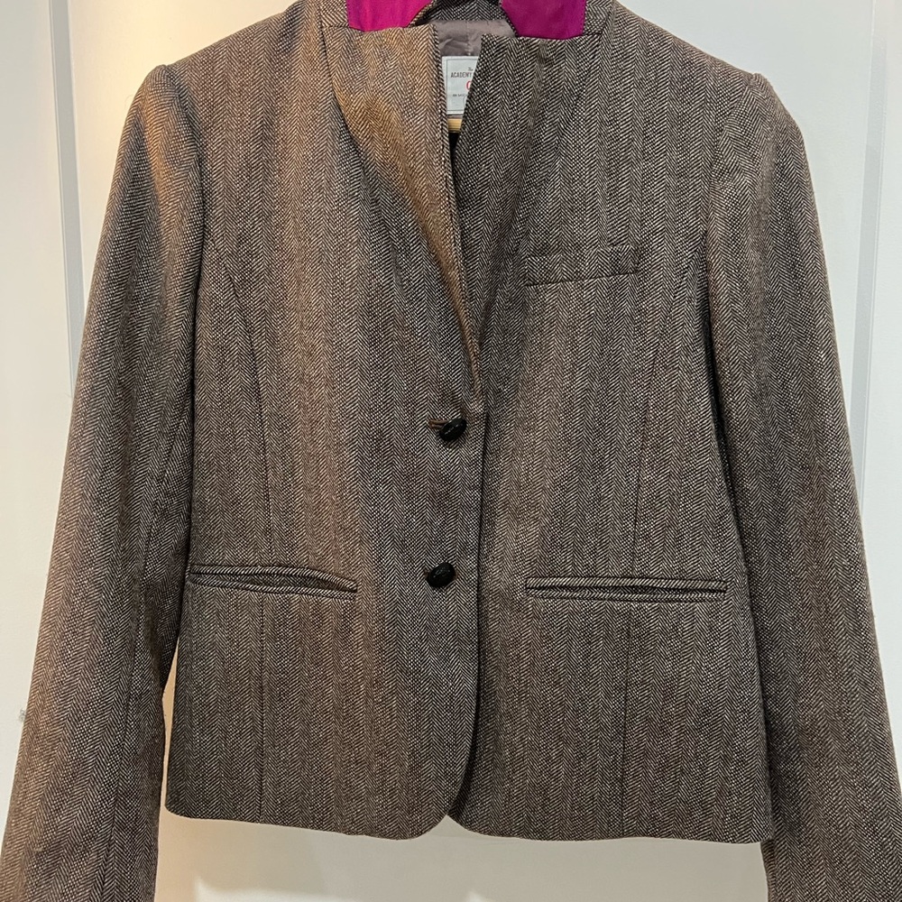 The Academy Wool Blazer in Brown Herringbone